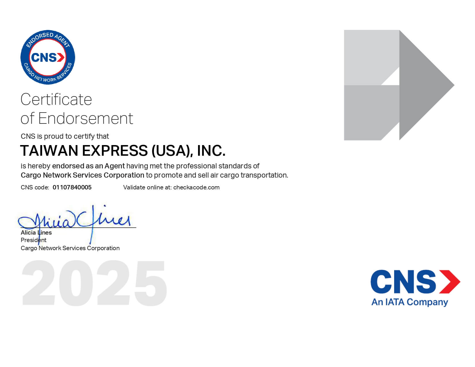 CNS Certificate_TEC美國